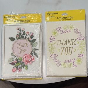 12 Hallmark Thank You Cards - Pink and Green Floral Design